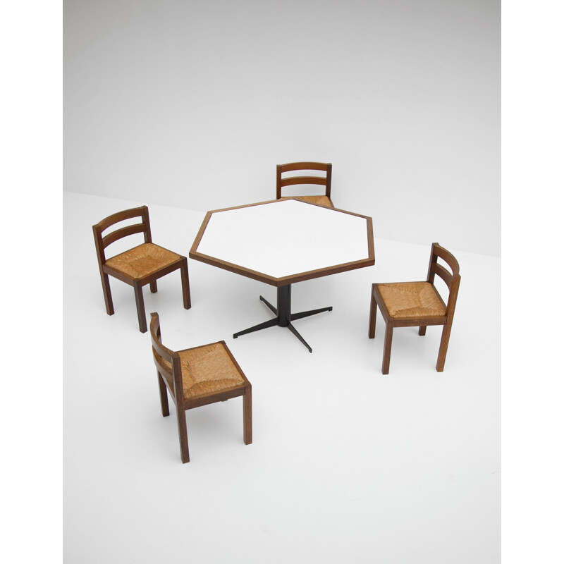 Table vintage hexagonale pour Spectrum en bois et formica 1960