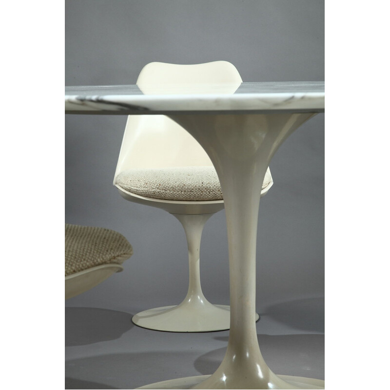 Vintage Tulip dining set in marble and glass fiber