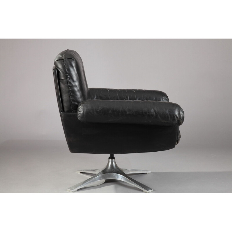 Set of vintage living room DS31 model for De Sede in black leather