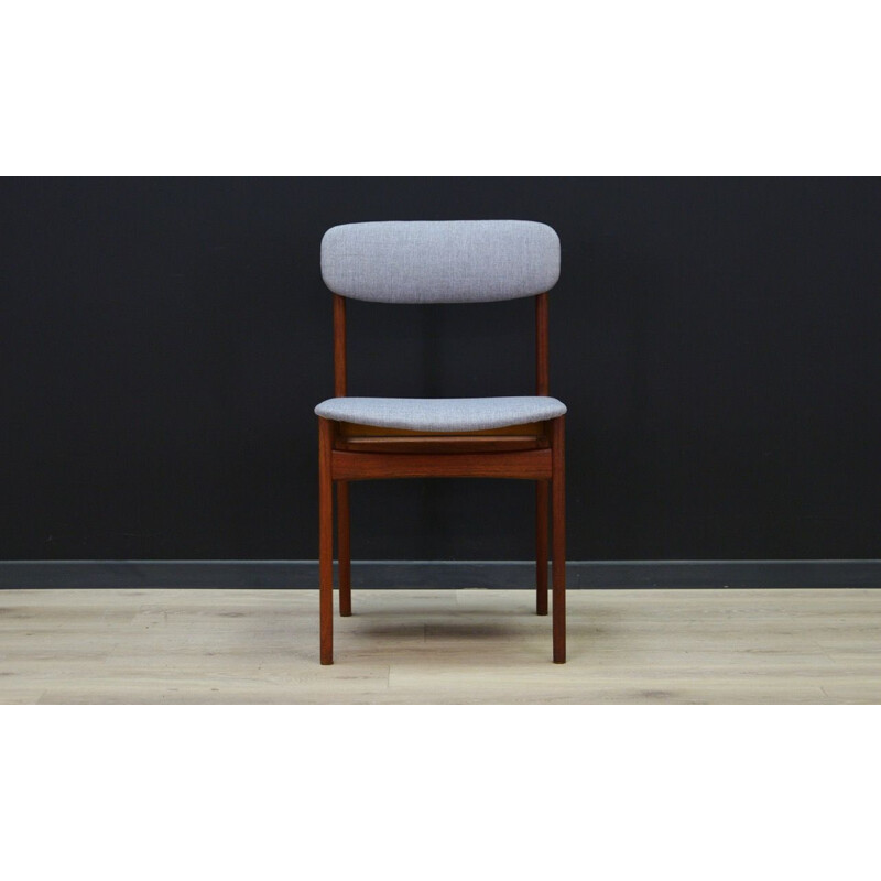 Vintage scandinavian teak chair in grey fabric 1960