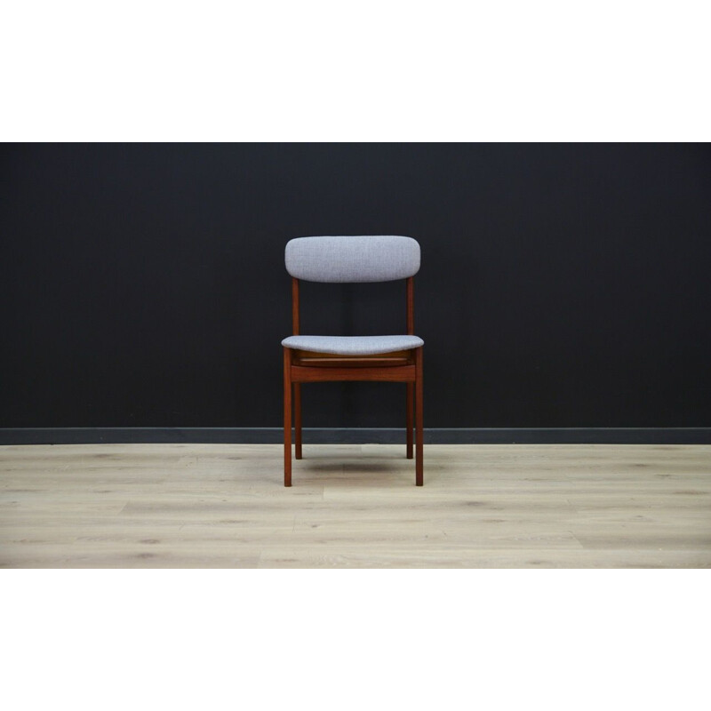 Vintage scandinavian teak chair in grey fabric 1960