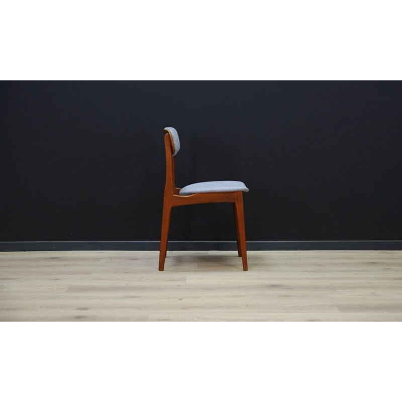 Vintage scandinavian teak chair in grey fabric 1960