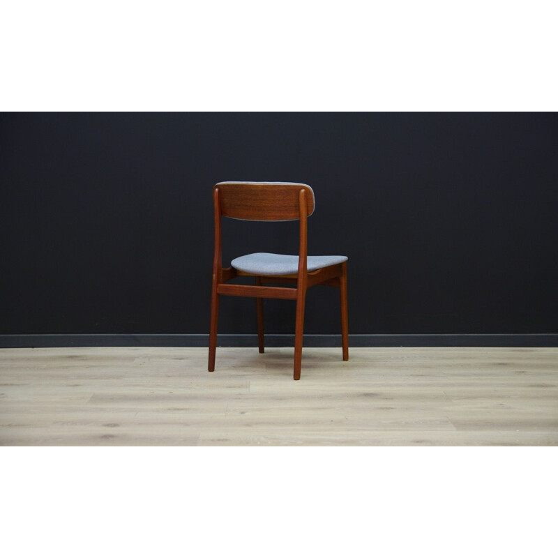 Vintage scandinavian teak chair in grey fabric 1960