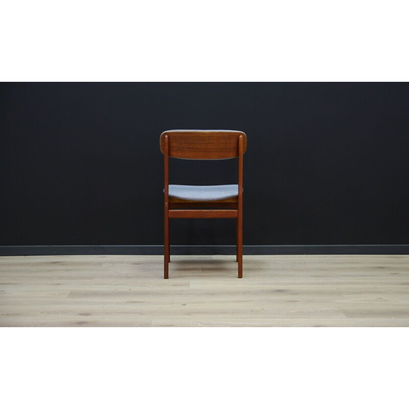 Vintage scandinavian teak chair in grey fabric 1960