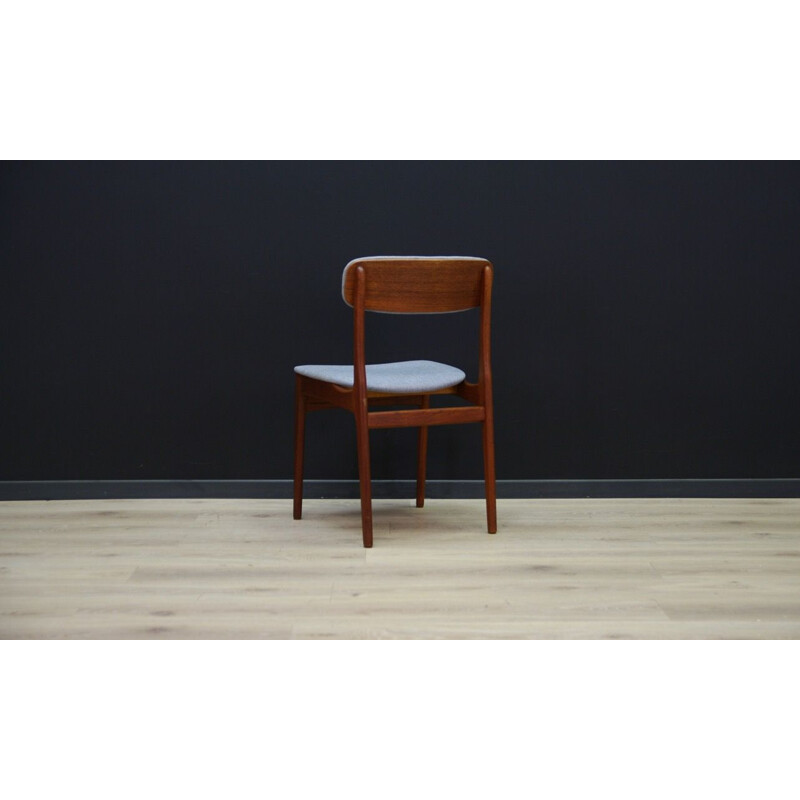 Vintage scandinavian teak chair in grey fabric 1960