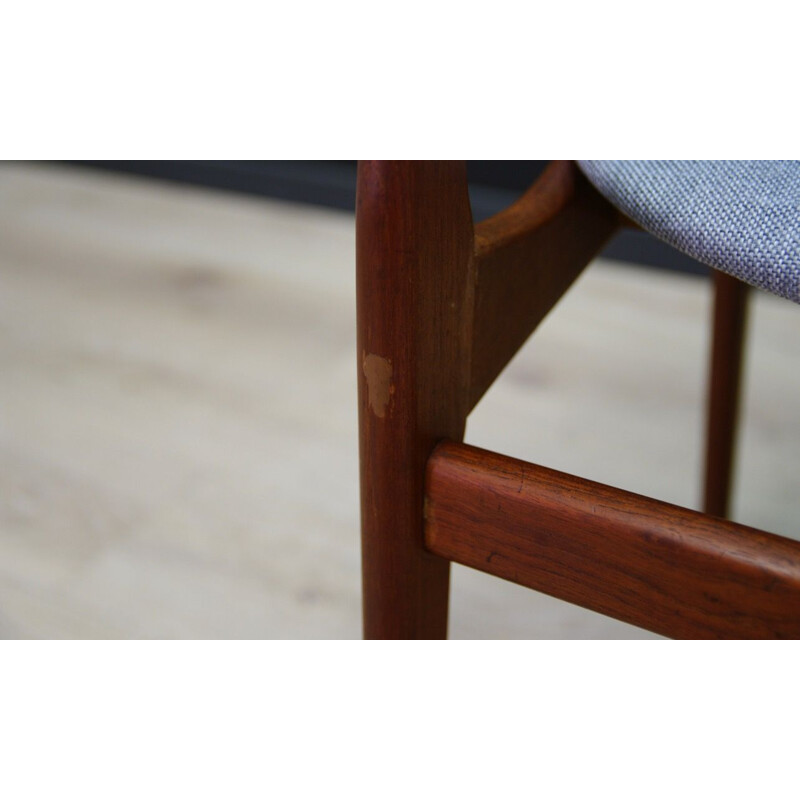 Vintage scandinavian teak chair in grey fabric 1960