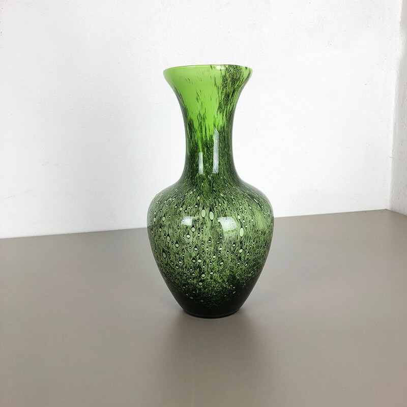 Vintage green vase by Opaline Florence from Italy 1970