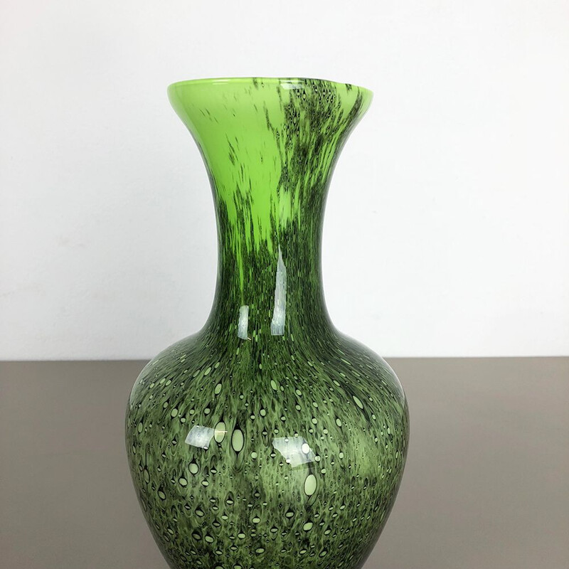 Vase vintage italien vert par Opaline Florence 1970