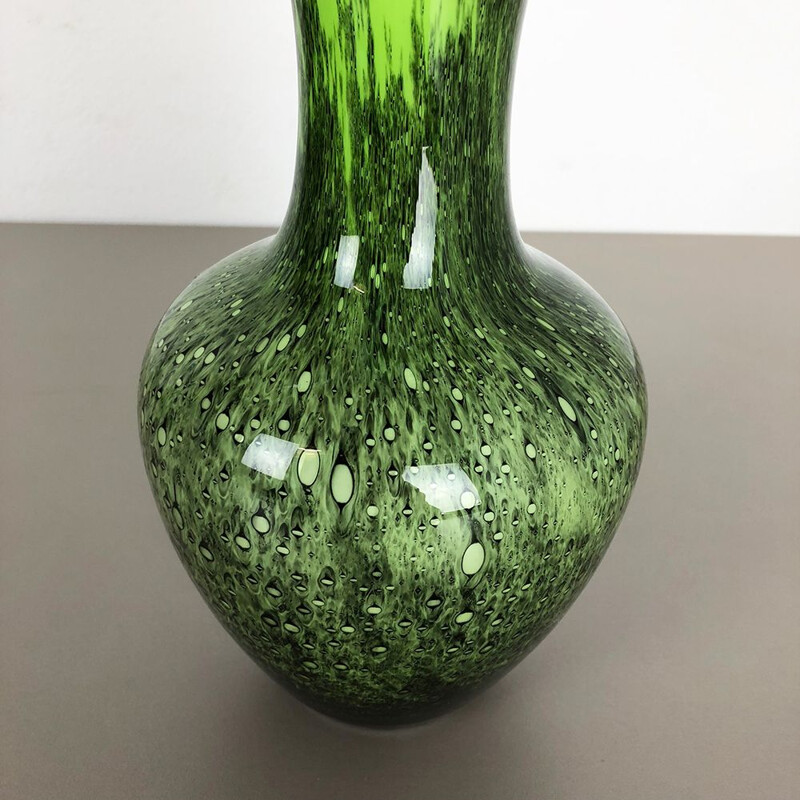 Vase vintage italien vert par Opaline Florence 1970