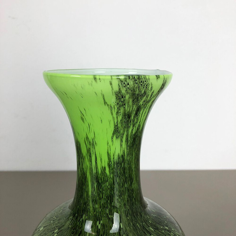 Vase vintage italien vert par Opaline Florence 1970