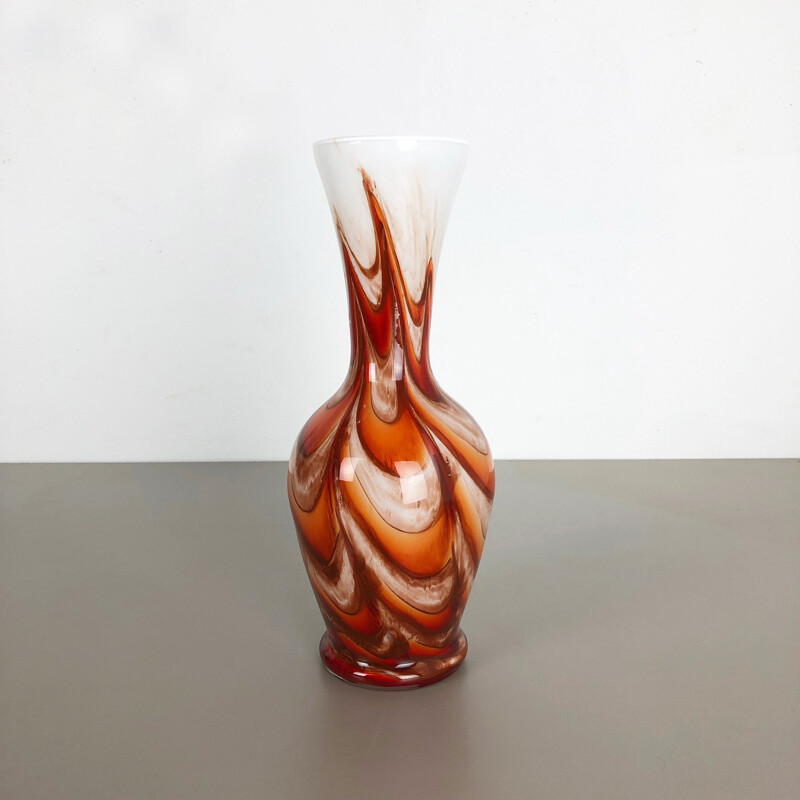 Vintage orange vase by Opaline Florence, Italy 1970