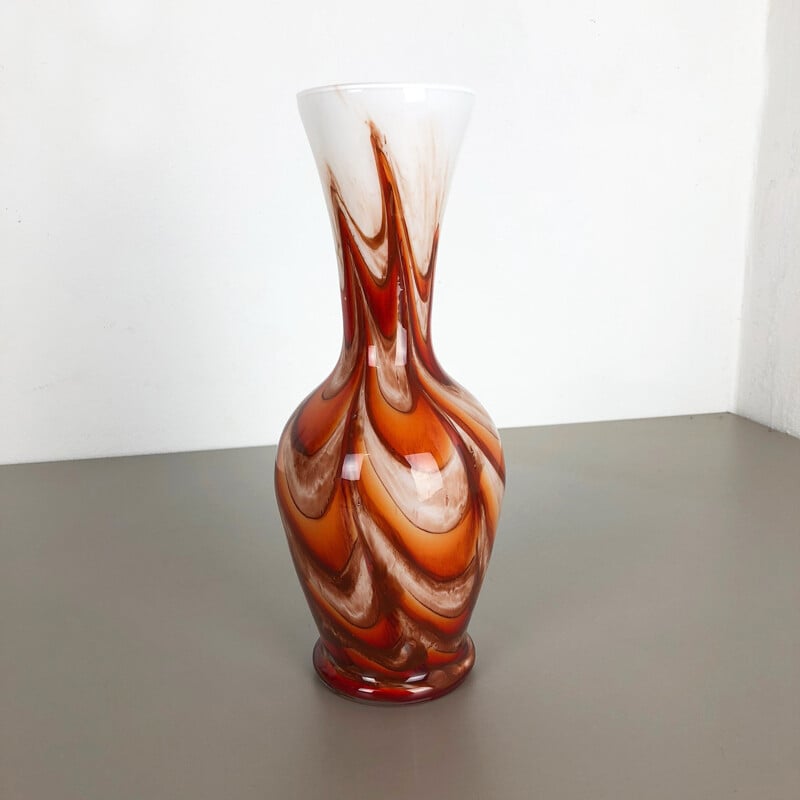 Vase vintage orangé par Opaline Florence, Italie 1970