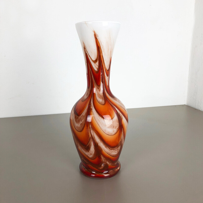 Vintage orange vase by Opaline Florence, Italy 1970