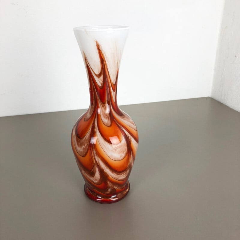 Orangefarbene Vintage-Vase von Opaline Florenz, Italien 1970