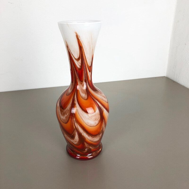 Vaso laranja vintage da Opaline Florence, Itália 1970