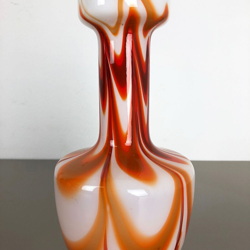 Vase vintage orangé par Opaline Florence, Italie 1970