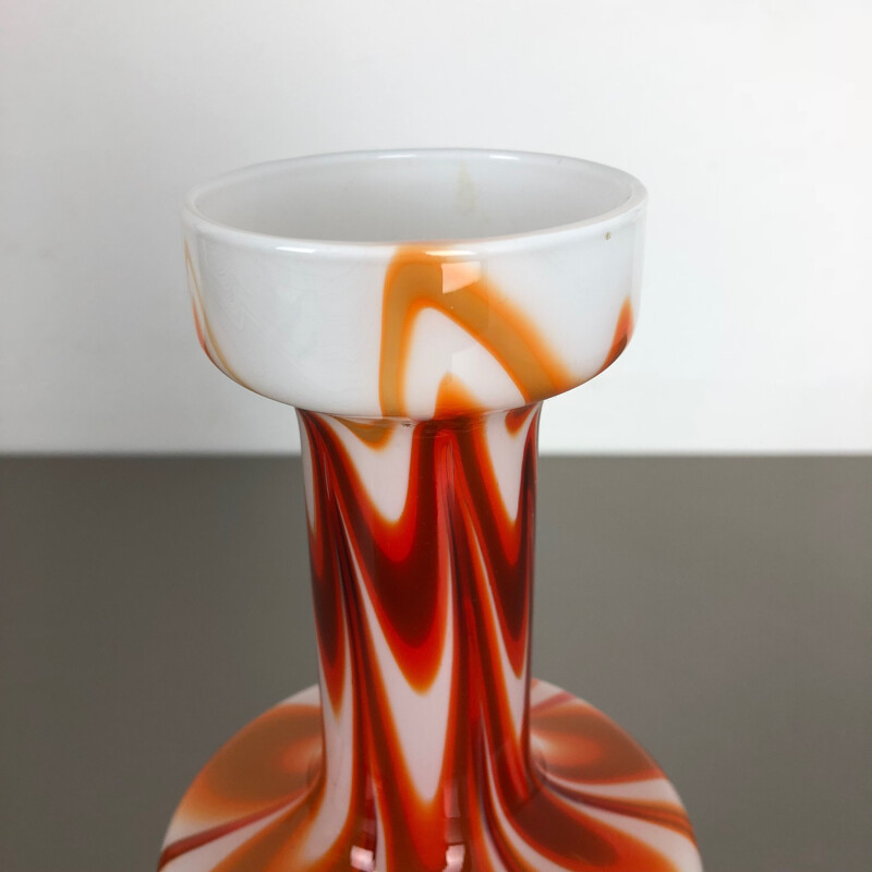 Vaso laranja vintage da Opaline Florence, Itália 1970
