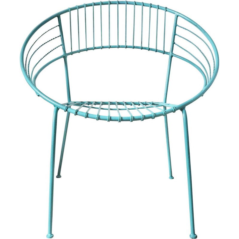 Turquoise garden chair in metal