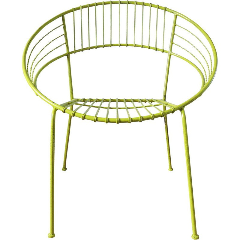 Green garden chair in metal