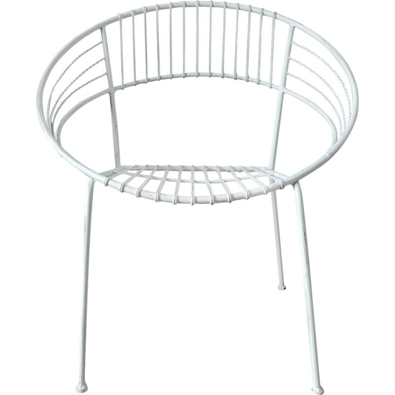 White garden chair in metal