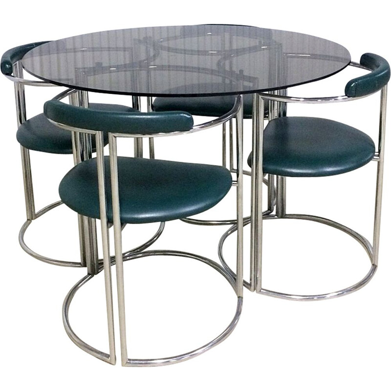 Vintage Italian dining set in chrome