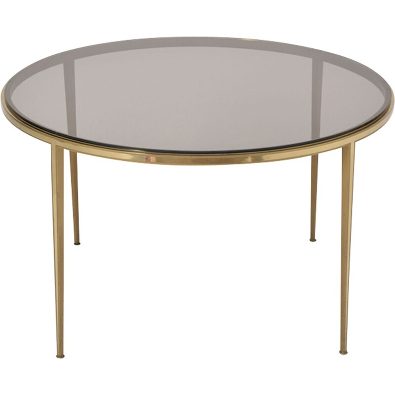 Table basse dorée vintage circulaire en laiton voor Vereinigte Werkstätten München, 1960