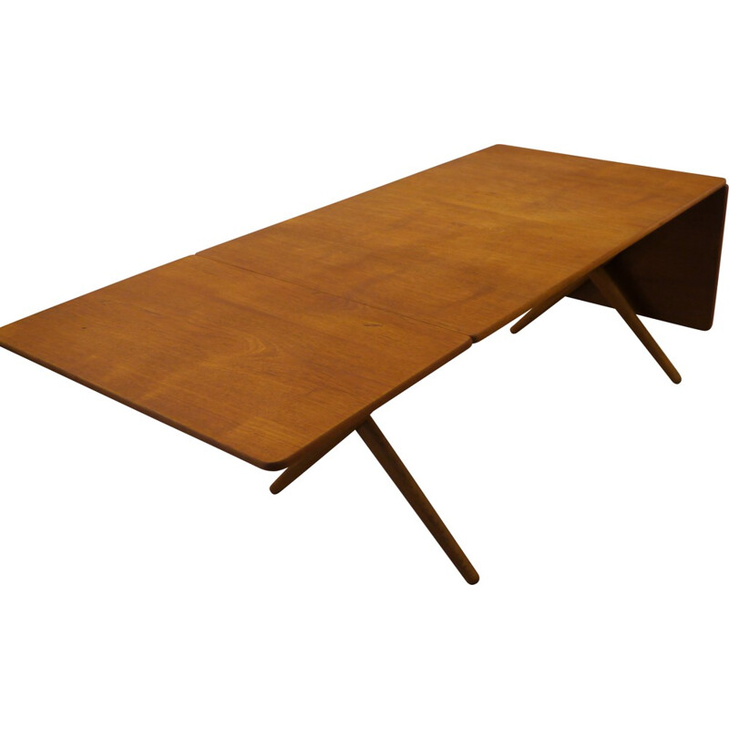 Scandinavian dining table in teak and solid oakwood, Hans WEGNER - 1960s
