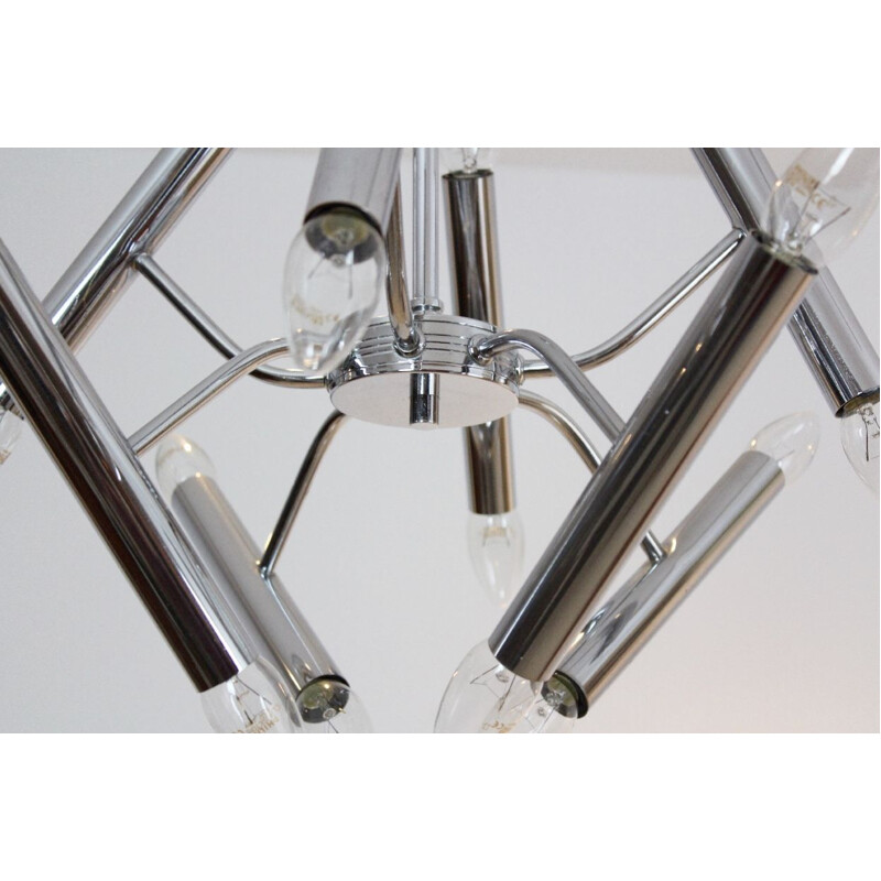 Vintage geometric chrome chandelier by Boulanger, 1960