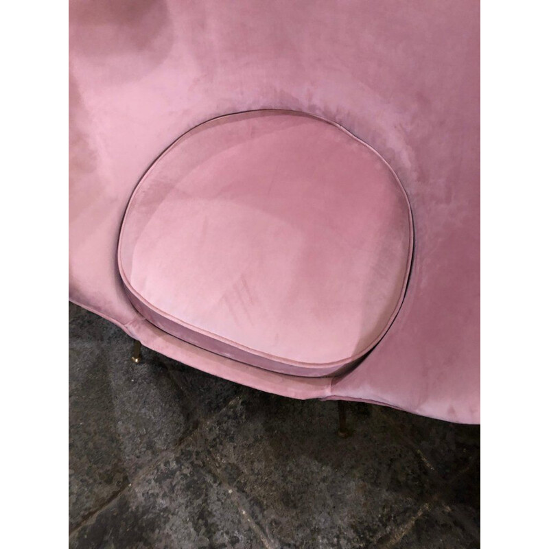 Vintage armchair in pink velvet and brass, Italy