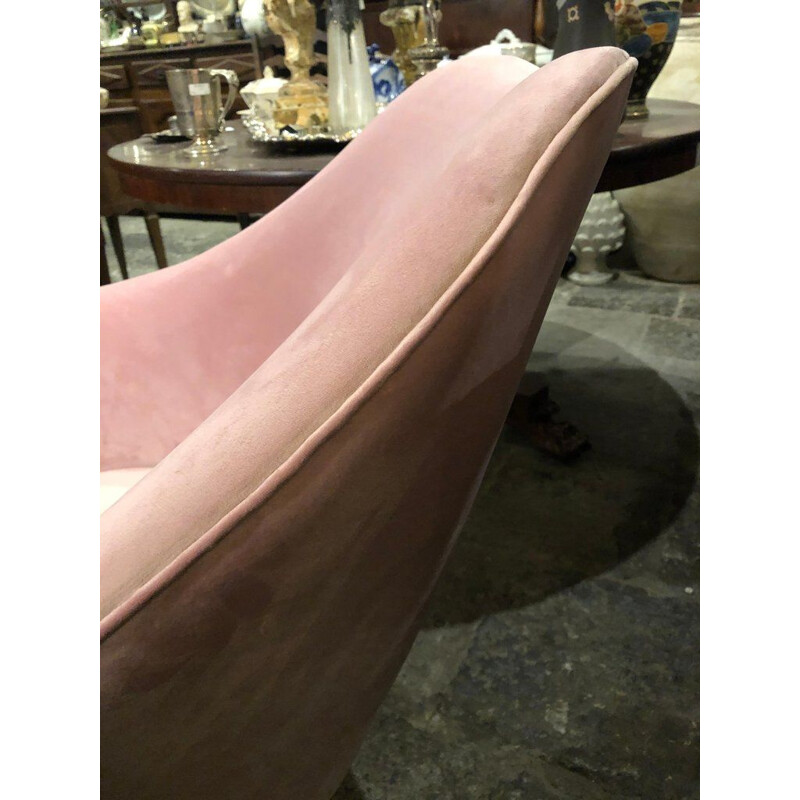 Vintage armchair in pink velvet and brass, Italy