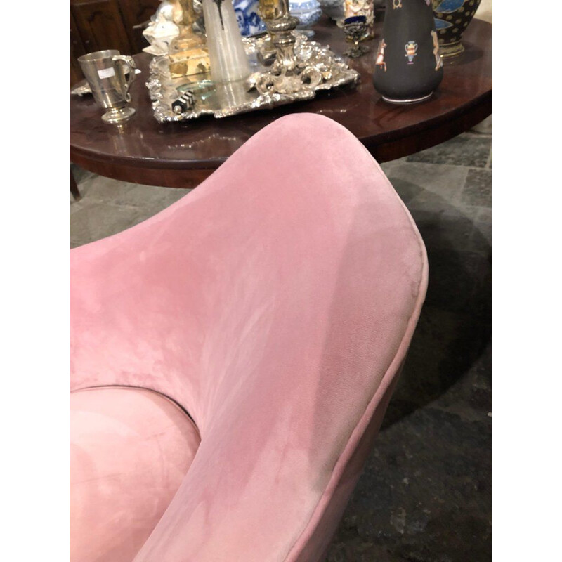 Vintage armchair in pink velvet and brass, Italy