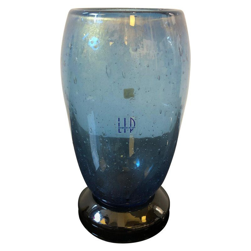 Vintage black and blue murano glass vase by Marcello Furlan for L.I.P.