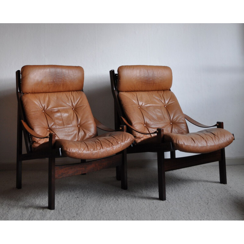Suite de 2 fauteuils vintage hunter par Torbjørn Afdal pour Bruksbo