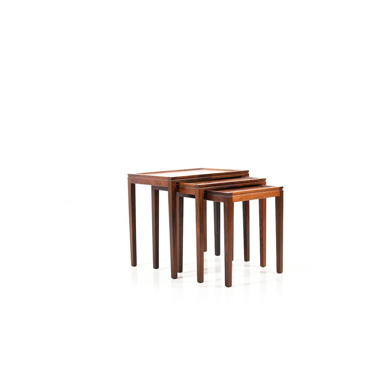 Set of 3 nesting tables in rosewood