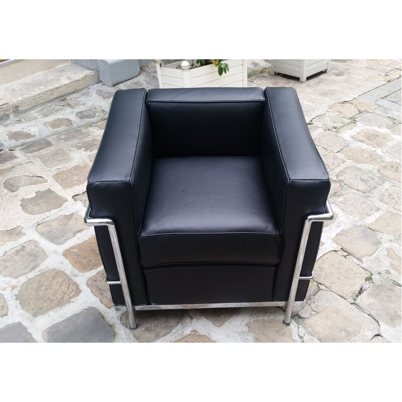 Black LC2 armchair by Le Corbusier for Cassina