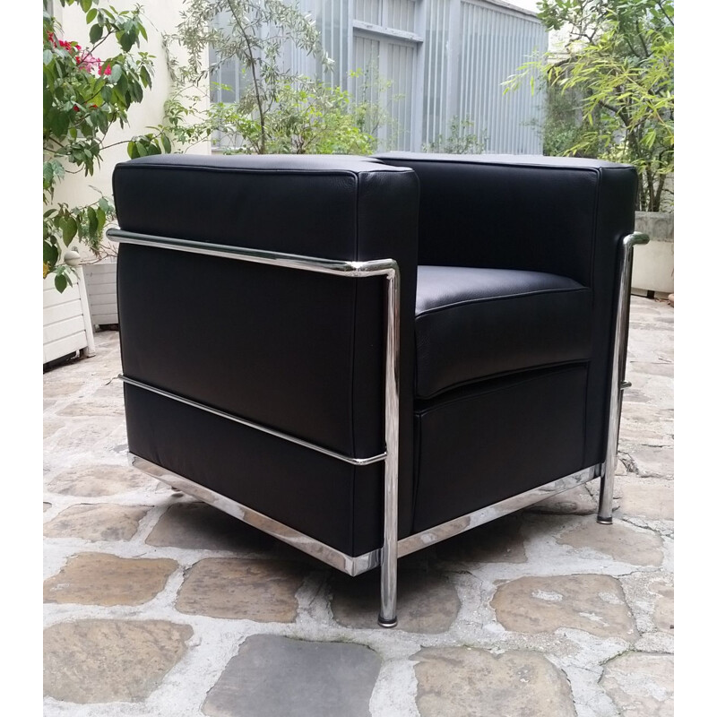 Black LC2 armchair by Le Corbusier for Cassina