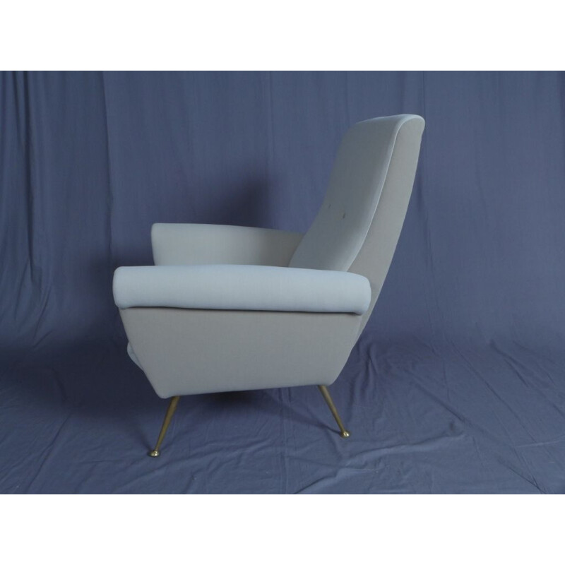 Pair of beige fabric Italian armchairs