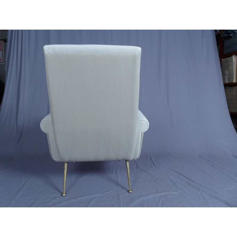 Paire de fauteuils italiens beiges en tissu