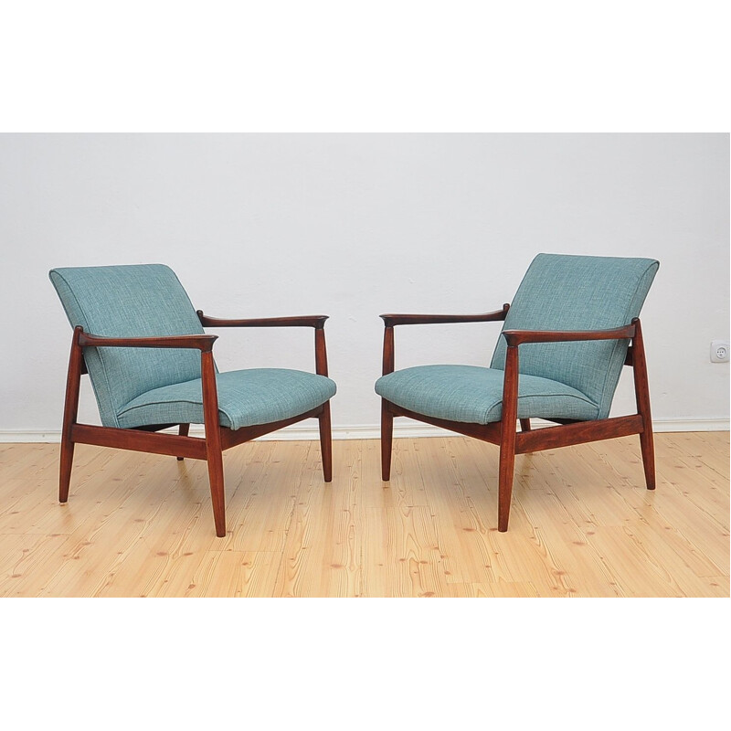 Pair of vintage armchairs in beechwood