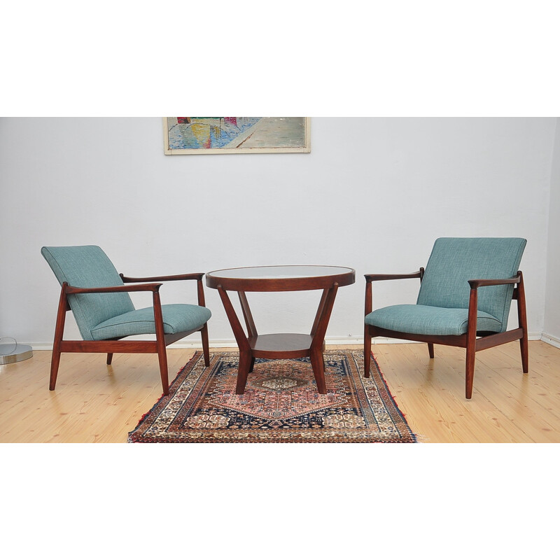 Pair of vintage armchairs in beechwood
