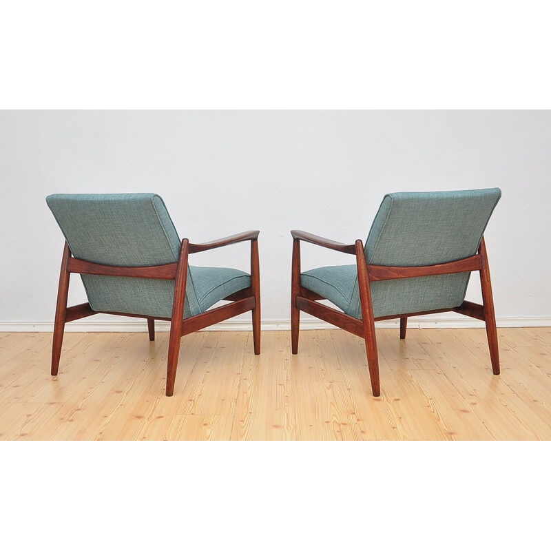 Pair of vintage armchairs in beechwood