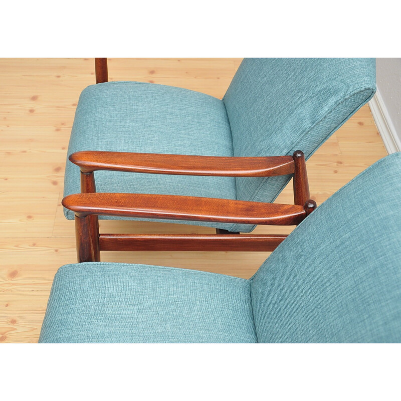 Pair of vintage armchairs in beechwood