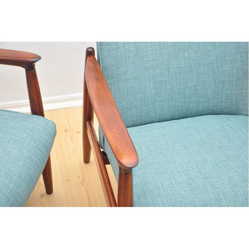 Pair of vintage armchairs in beechwood