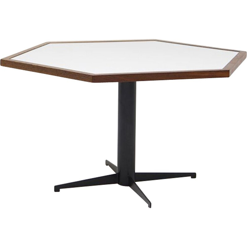 Table vintage hexagonale pour Spectrum en bois et formica 1960