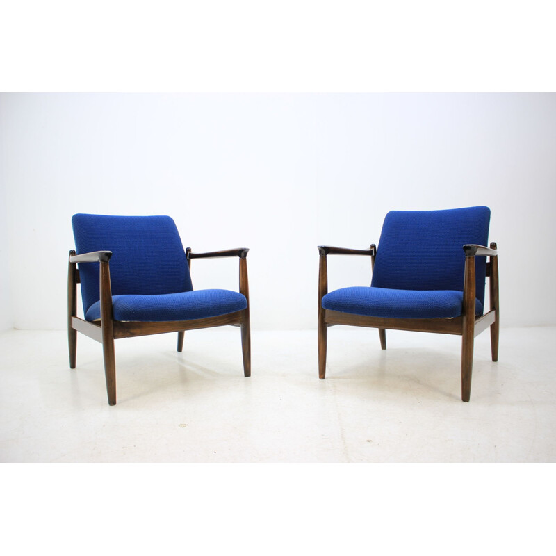 2 vintage blue armchairs by Edmund Homa