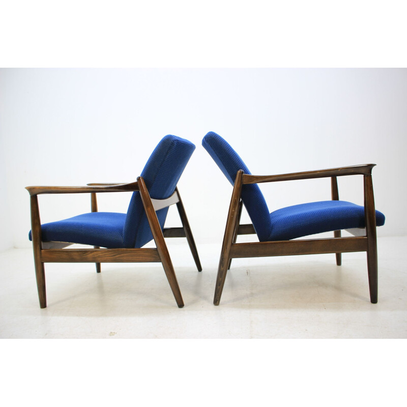 2 vintage blue armchairs by Edmund Homa