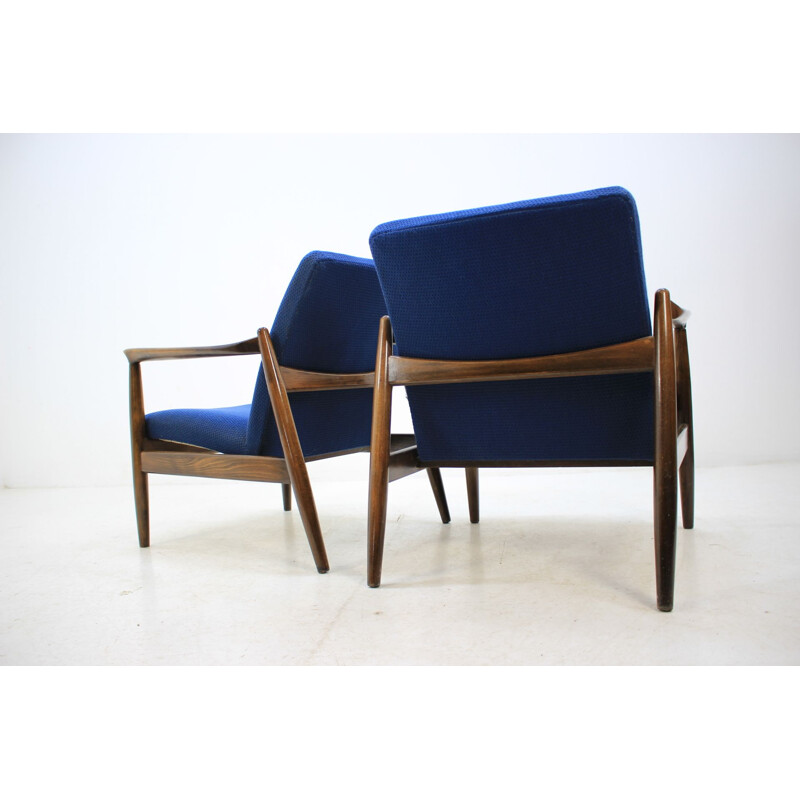 2 vintage blue armchairs by Edmund Homa