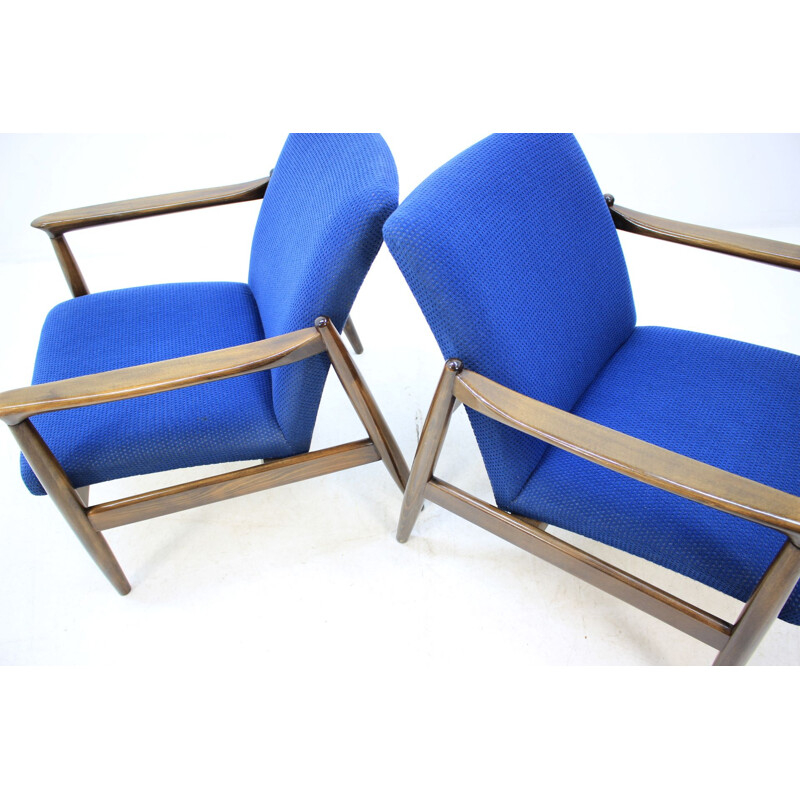 2 vintage blue armchairs by Edmund Homa