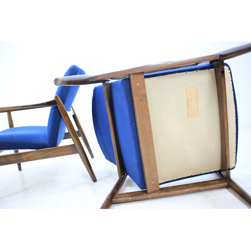 2 vintage blue armchairs by Edmund Homa