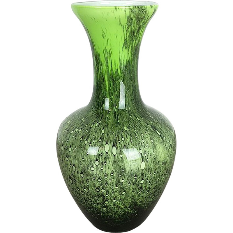 Vase vintage italien vert par Opaline Florence 1970